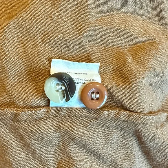 Doen Pennisula Dress Pinafore Elegant Tan/Pumpkin color with Pockets ruffles VGC - Picture 12 of 14